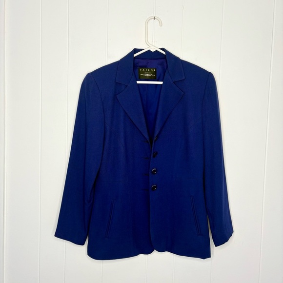 Tailor B. Moss Blazer Dark Blue Women’s Size 4 Made in USA VINTAGE Rayon Wool - Picture 1 of 8